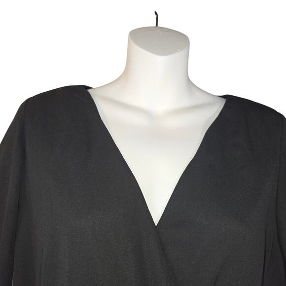 As U Wish Womens Medium Romper Bell Sleeves Suplice Wrap Black Dark Academia - Picture 3 of 15